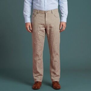 Bertini Soft Pants Men's 38x34 Beige Linen Blend Stretch Casual